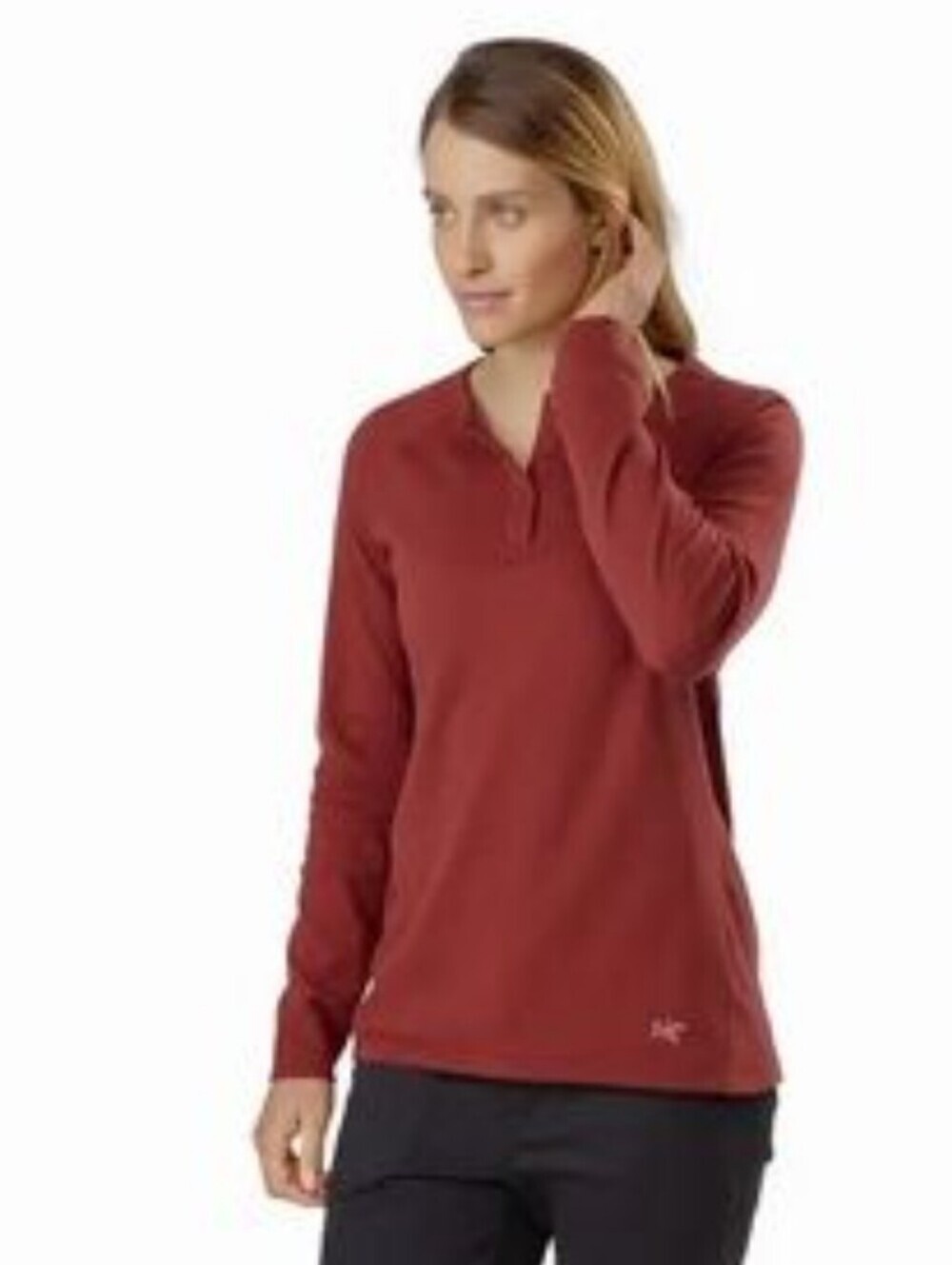 Arc'teryx Henley Top Women Large Rust Orange Outdoor Gorpcore Long Sleeve Shirt
